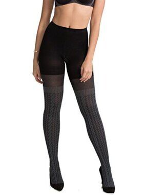 SPANX Cable-Knit Shaping Tights Size D Sweater Gray NEW
